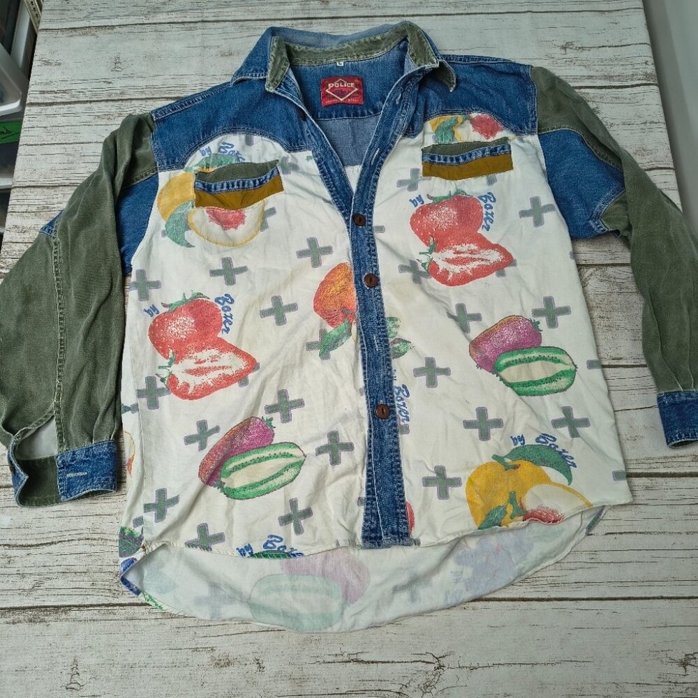 Police Blues Modern Basics Patchwork Button Down … - image 1